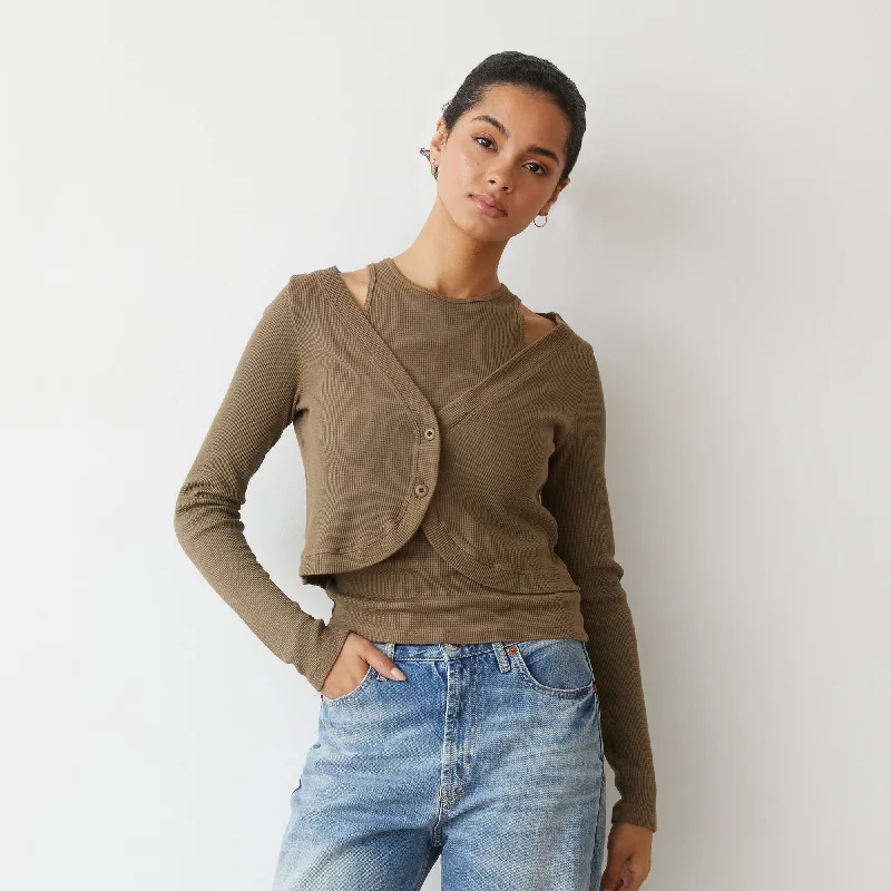 Baby Thermal Double Layer Cardi Top Sophisticated Women's Tailored Sophisticated Women's Tailored Baby Thermal Double Layer Cardi Top Sophisticated Women's Tailored Sophisticated Women's Tailored