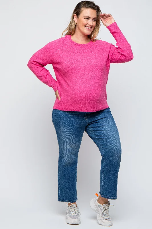 Fuchsia Button Accent Solid Maternity Plus Size Sweater Sleek Women's Metallic Sleek Women's Metallic Fuchsia Button Accent Solid Maternity Plus Size Sweater Sleek Women's Metallic Sleek Women's Metallic