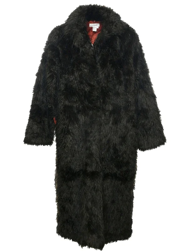 Dark Brown Faux Fur Coat - L Youthful Women's Pop Youthful Women's Pop