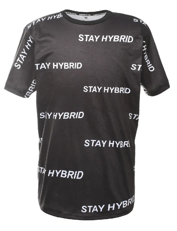 Stay Hybrid Printed T-shirt - M Sleek Women's Metallic Sleek Women's Metallic