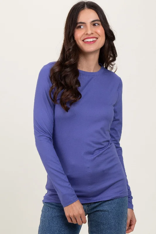 Periwinkle Basic Long Sleeve Top Vintage Women's 1970S  Vintage Women's 1970S 