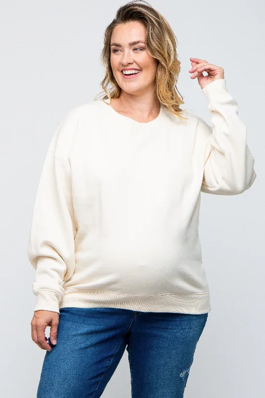 Ivory Soft Knit Fleece Lined Maternity Plus Sweatshirt Modern Women's Modern Women's Ivory Soft Knit Fleece Lined Maternity Plus Sweatshirt Modern Women's Modern Women's