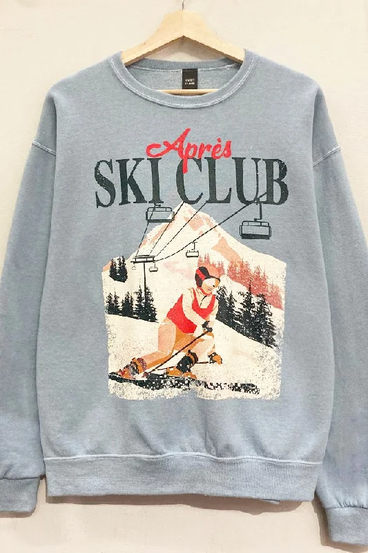 Ski Club Graphic Sweatshirt S-XL Sleek Women's Metallic Sleek Women's Metallic