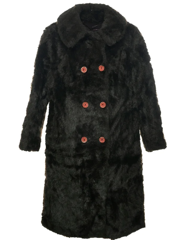 Dark Brown Faux Fur Coat - L Athletic Women's  Athletic Women's 