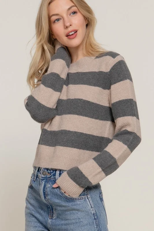 REMY LONG SLV CREW NECK STRIPE SWEATER Monochromatic Office Style Monochromatic Office Style REMY LONG SLV CREW NECK STRIPE SWEATER Monochromatic Office Style Monochromatic Office Style