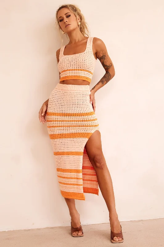 In The Groove Midi Skirt - Orange Earthy Women's  Earthy Women's 