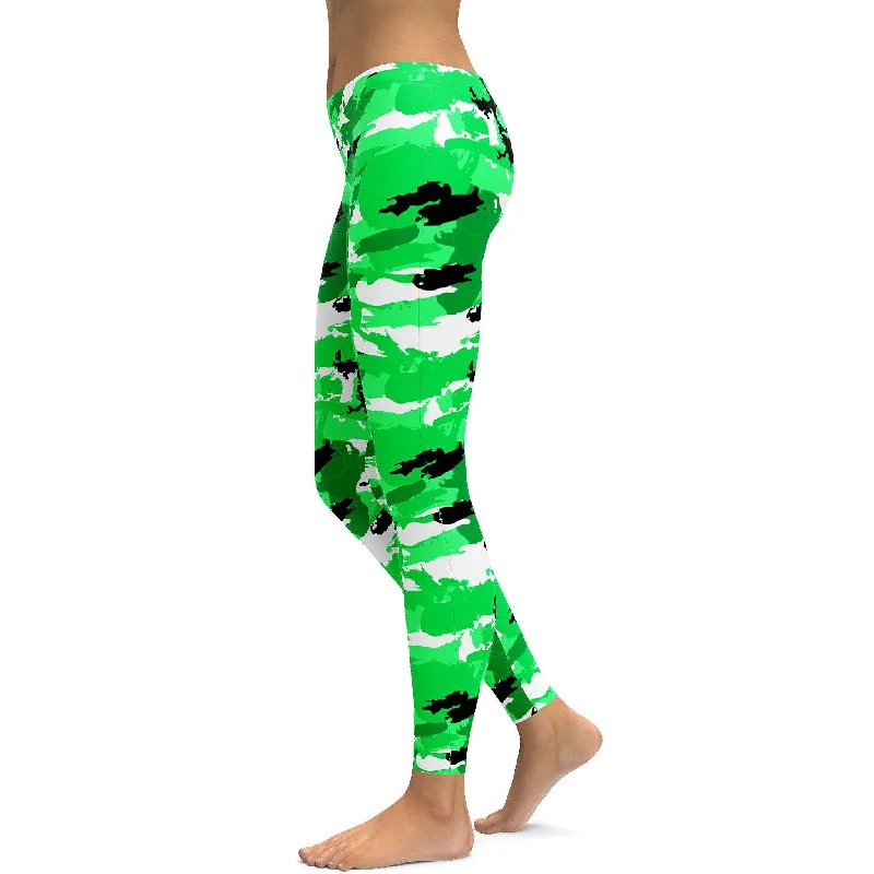 Lime Green Camo Leggings Unique Women's Upcycled Unique Women's Upcycled