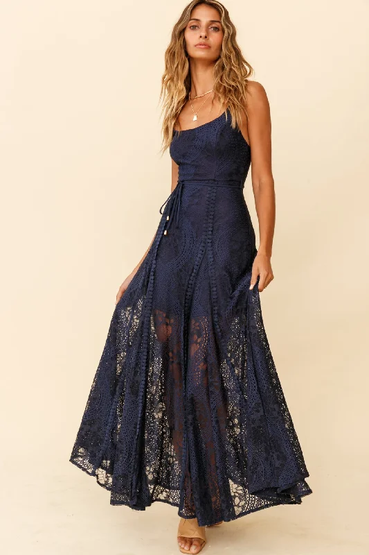 Palm Springs Lace Overlay Maxi Dress Navy Modern Women's  Modern Women's 