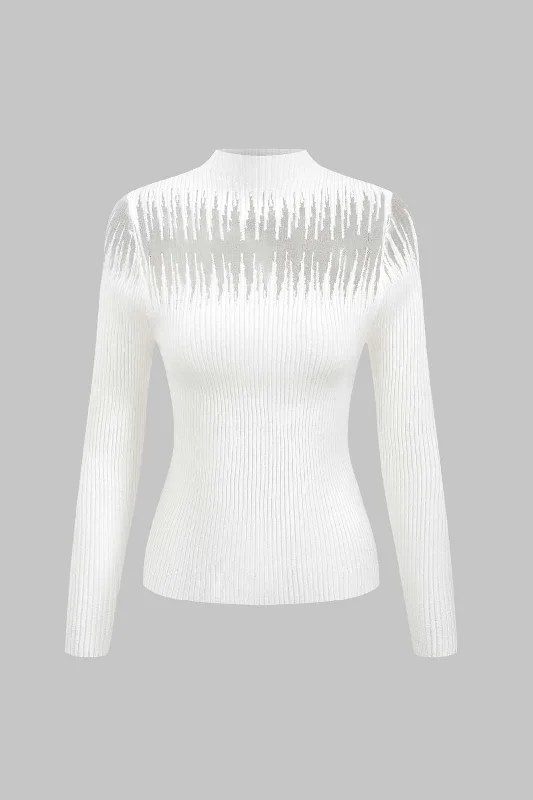 Knit Patchwork Long Sleeve Top Cashmere Cashmere