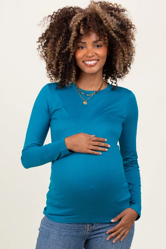 Teal Basic Long Sleeve Maternity Top Bold Women's Animal Print Bold Women's Animal Print Teal Basic Long Sleeve Maternity Top Bold Women's Animal Print Bold Women's Animal Print