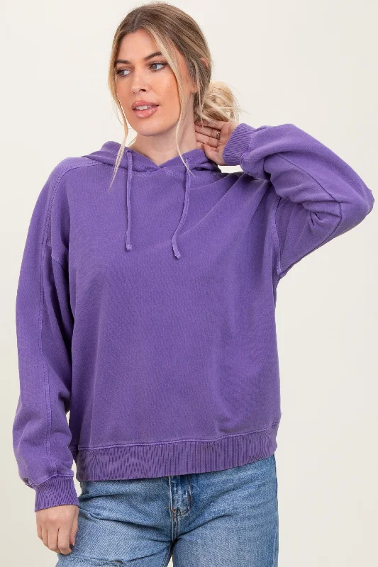 Purple French Terry Hooded Sweatshirt Cozy Women's Winter Cozy Women's Winter