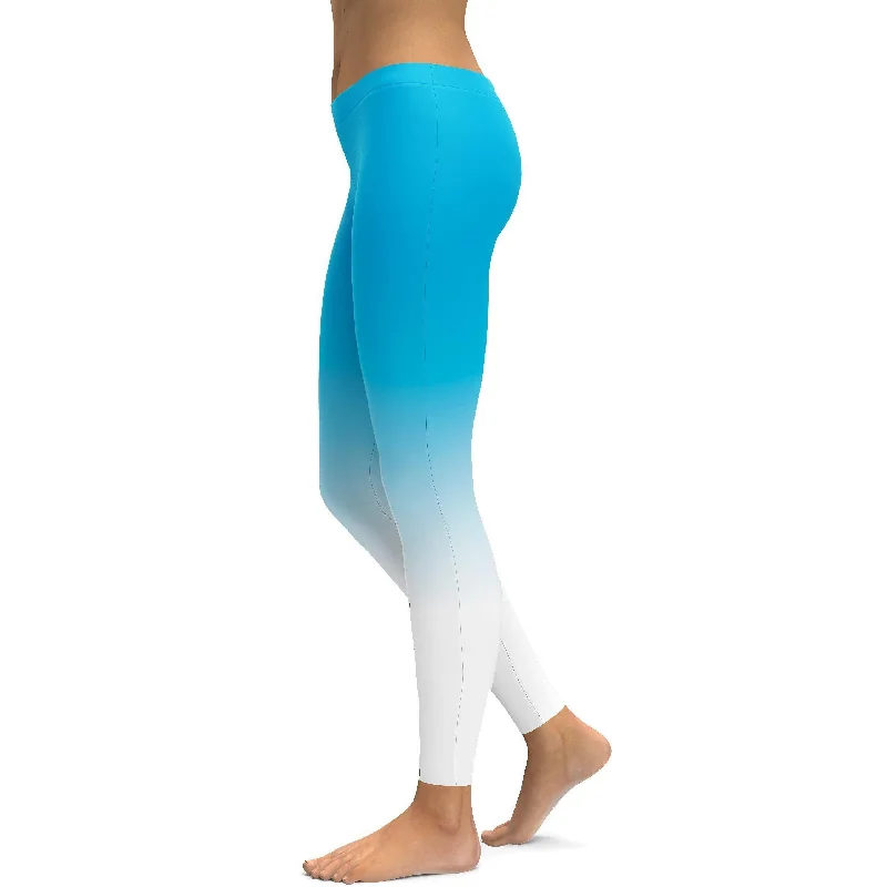 Ombre Sky Blue to White Leggings Country Country