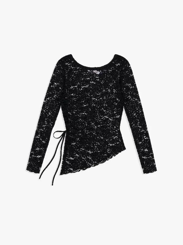 Jo Lace Top - Licorice Lace Sporty Women's Athleisure  Sporty Women's Athleisure 