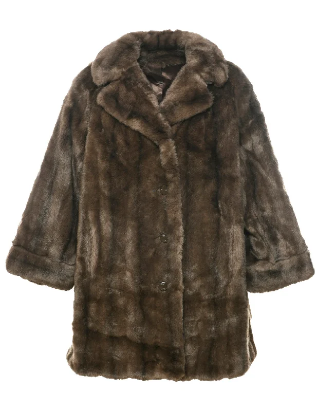 Brown Faux Fur Coat - M Casual Women's Loose - fitting Casual Women's Loose - fitting Brown Faux Fur Coat - M Casual Women's Loose - fitting Casual Women's Loose - fitting