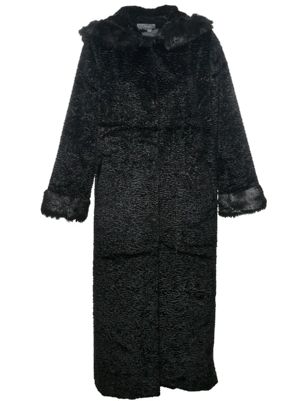 Black Faux Fur Coat - L European European