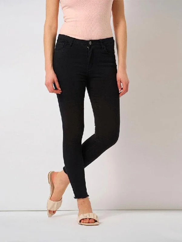 Jeans slim noir un bouton Youthful Women's Pop Youthful Women's Pop