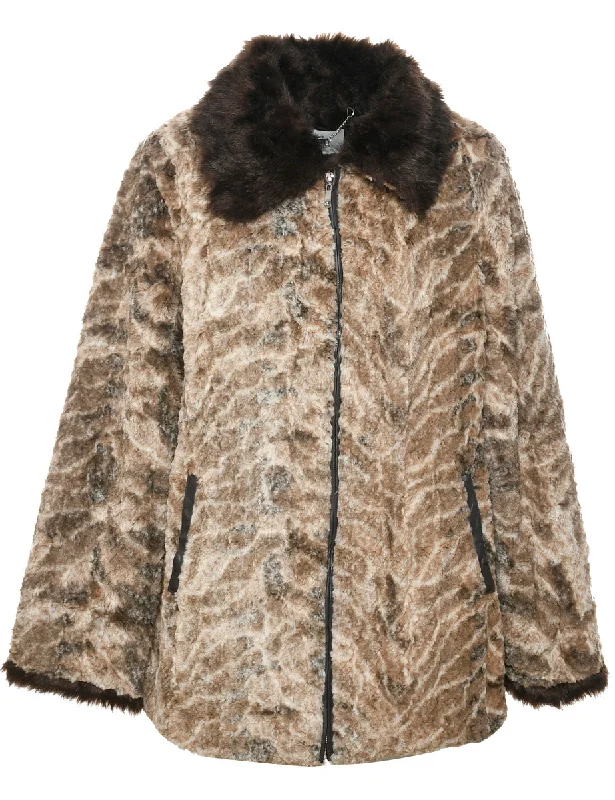 Brown Faux Fur Coat - L Trendy Women's Oversized Trendy Women's Oversized