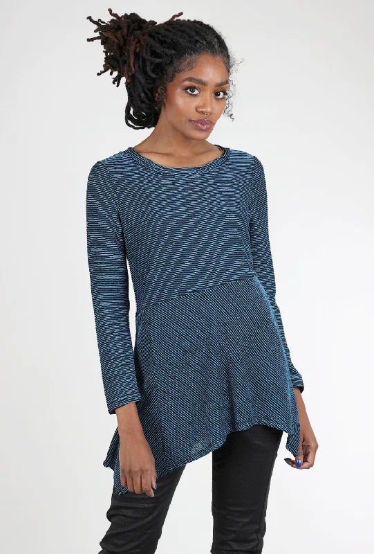 Arty Stripe Asymmetric Top, Ocean Sharp Women's Italian Sharp Women's Italian