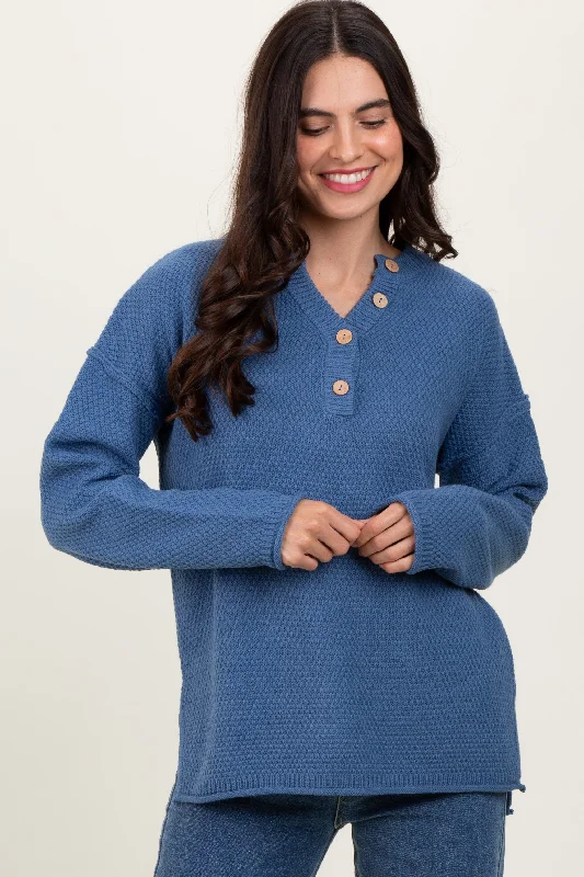 Denim Diamond Knit Button Detail Sweater Casual Women's Japanese Casual Women's Japanese Denim Diamond Knit Button Detail Sweater Casual Women's Japanese Casual Women's Japanese