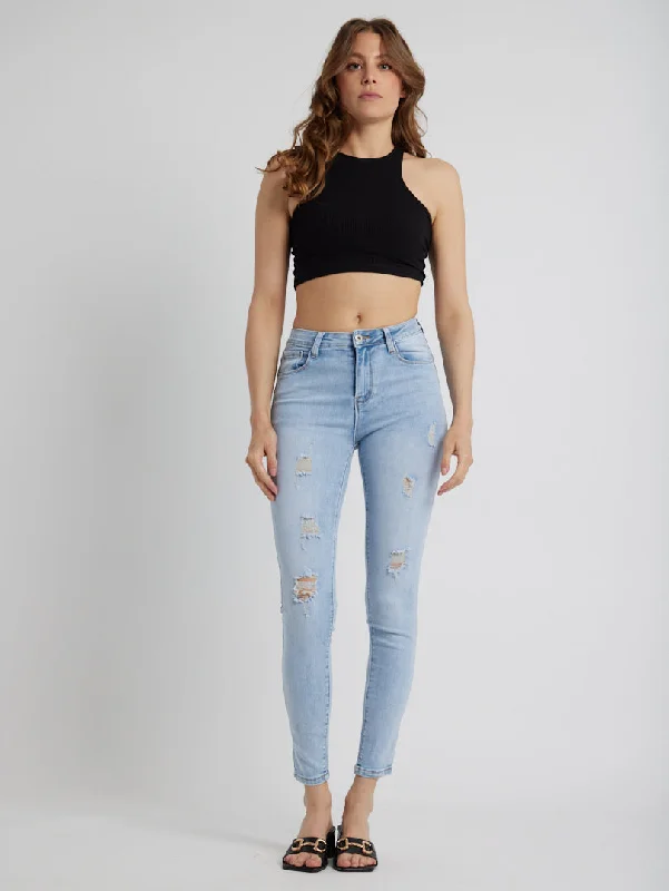 Jean skinny look usé Sharp Women's Italian Sharp Women's Italian