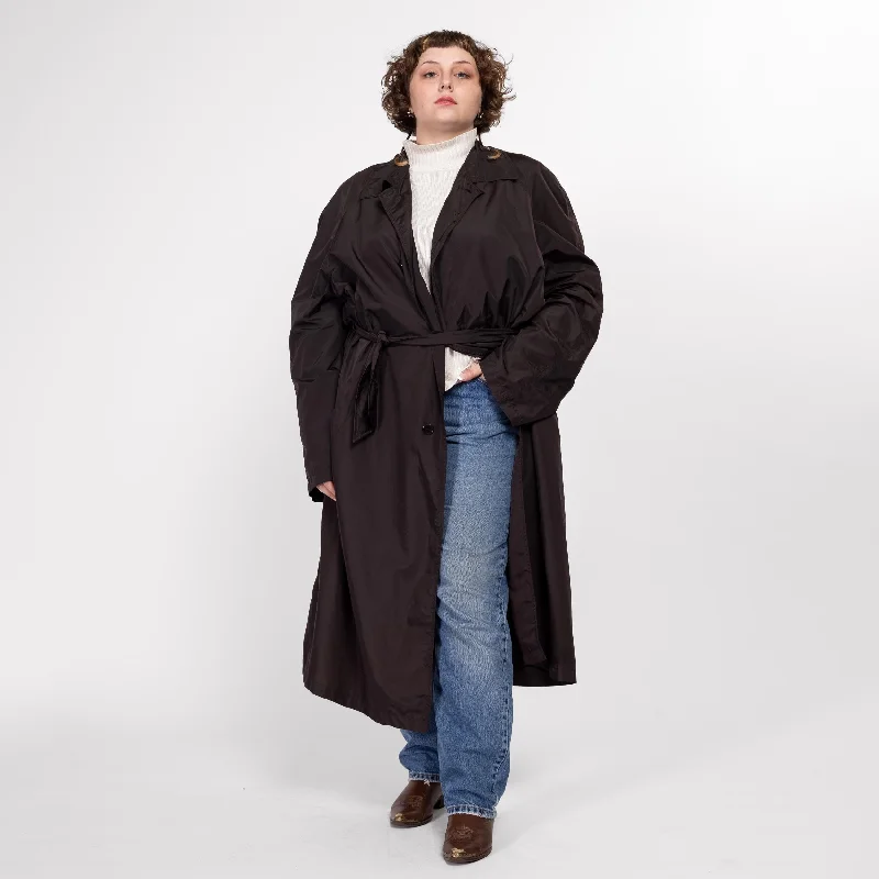 2X-3X 90s Versace Classic V2 Espresso Brown Trench Coat Unisex Feminine Women's Soft  Feminine Women's Soft 