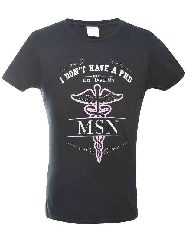 2000s I Don't Have A PHD Printed T-shirt - L Sleek Women's Metallic Sleek Women's Metallic 2000s I Don't Have A PHD Printed T-shirt - L Sleek Women's Metallic Sleek Women's Metallic
