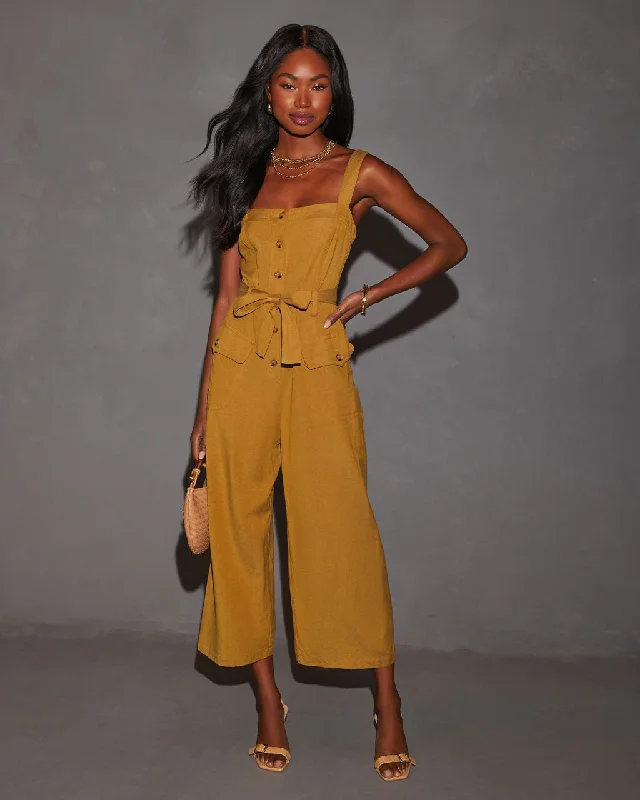 Myrtle Tie Waist Linen Jumpsuit Laid - back Women's Vibe Laid - back Women's Vibe