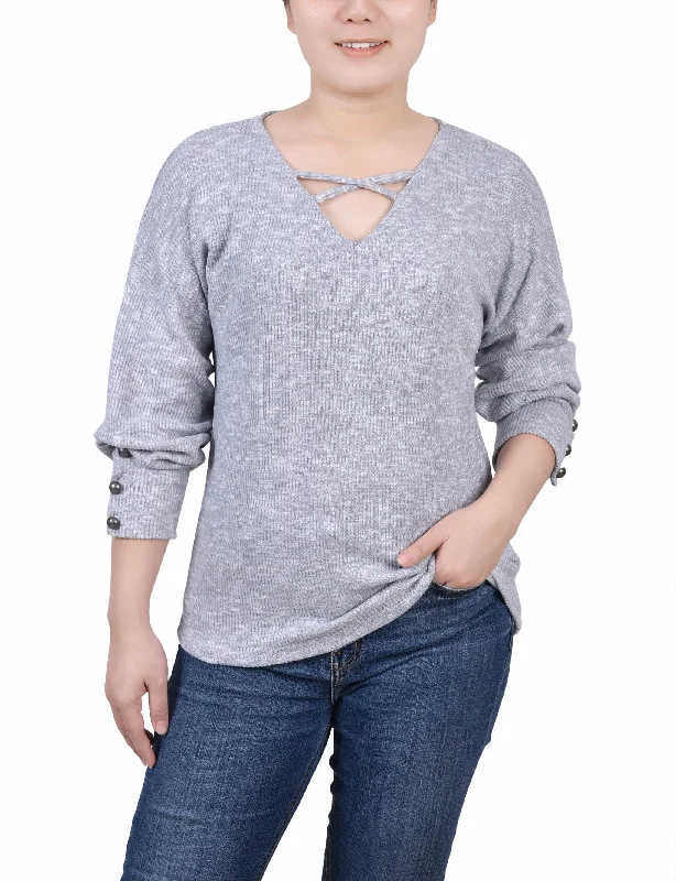 Petite Long Sleeve Criss Cross Neck Pullover Top Stylish Women's Neon Stylish Women's Neon Petite Long Sleeve Criss Cross Neck Pullover Top Stylish Women's Neon Stylish Women's Neon