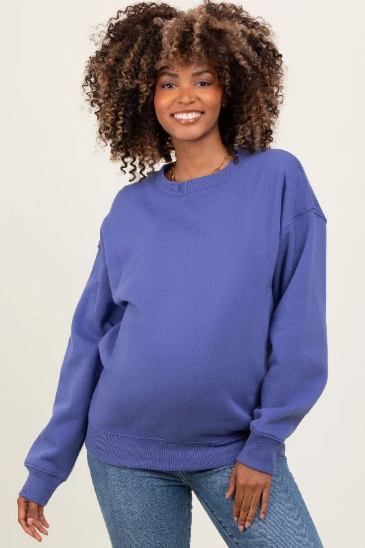Periwinkle Basic Fleece Crewneck Maternity Sweatshirt Bold Women's Statement Bold Women's Statement Periwinkle Basic Fleece Crewneck Maternity Sweatshirt Bold Women's Statement Bold Women's Statement