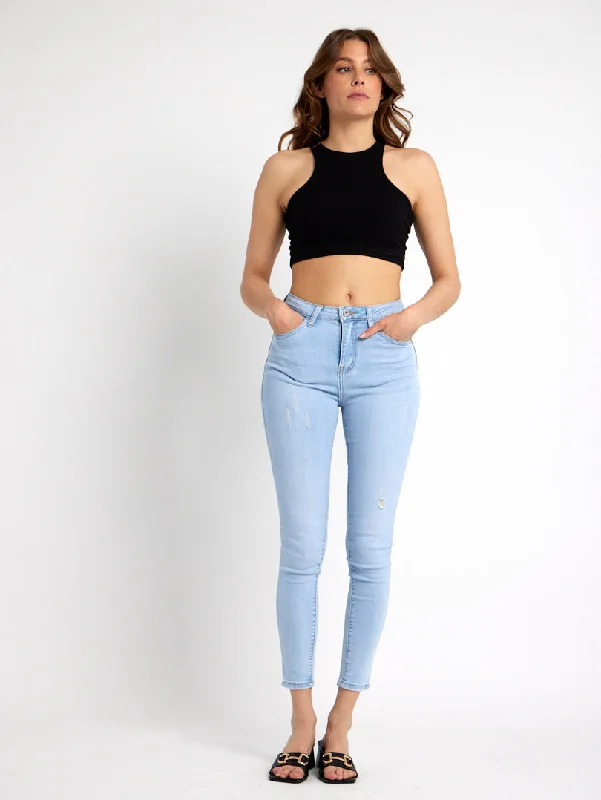 Jean skinny déchiré bleu clair Youthful Women's Pop Youthful Women's Pop