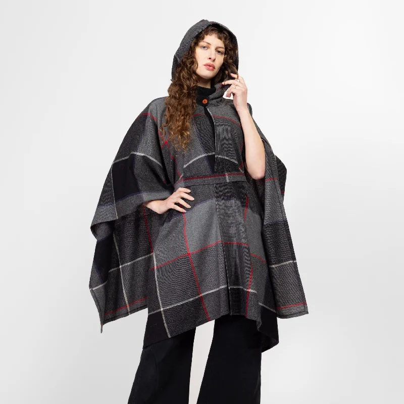 One Size 80s Grey Plaid Wool Hooded Poncho Monochromatic Office Style Monochromatic Office Style One Size 80s Grey Plaid Wool Hooded Poncho Monochromatic Office Style Monochromatic Office Style