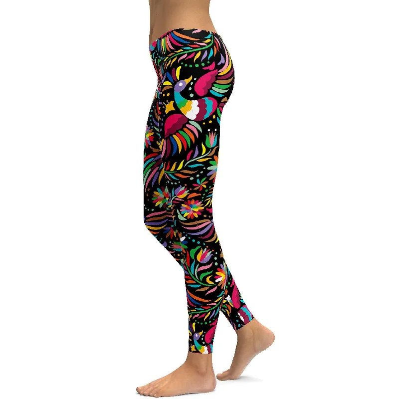 Mexican Colorful Dark Pattern Leggings Vacation Vacation