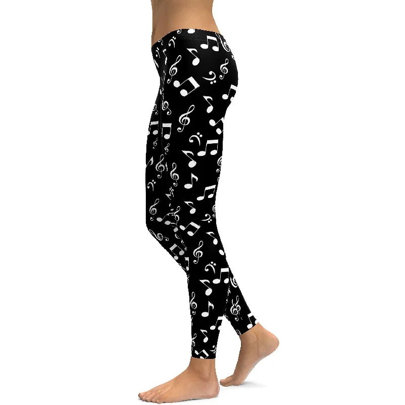 Music Notes Black Leggings European European