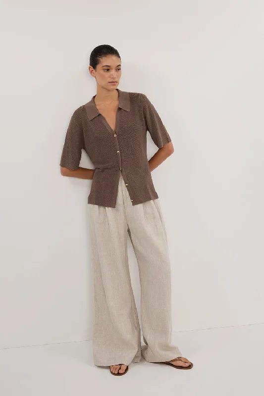 LIAM TAUPE KNIT POLO SHIRT French French