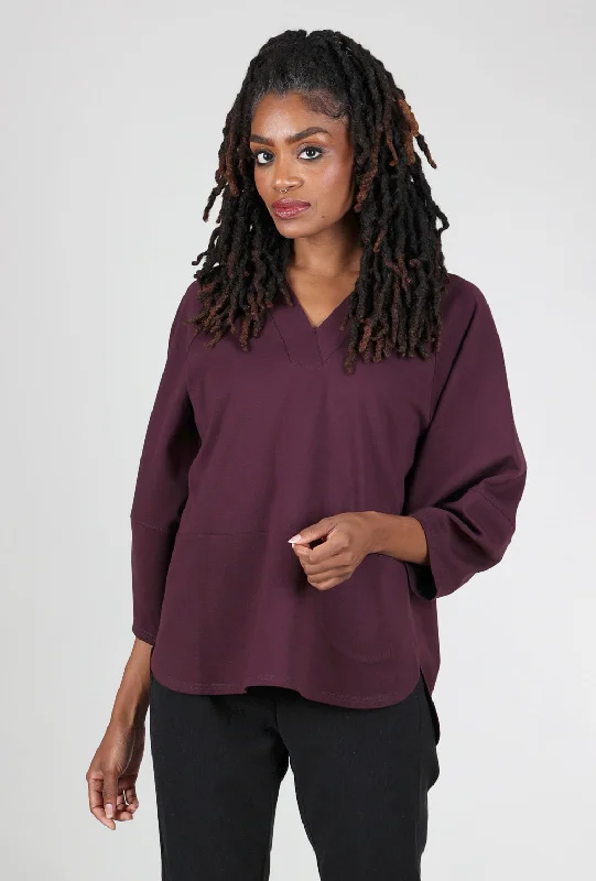 Judy Balloon Sleeve Ponte Top, Merlot Sporty Women's Tennis Sporty Women's Tennis