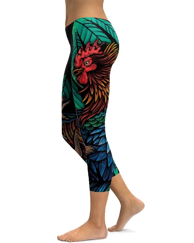 Colorful Rooster Capris Modern Women's Tech Modern Women's Tech