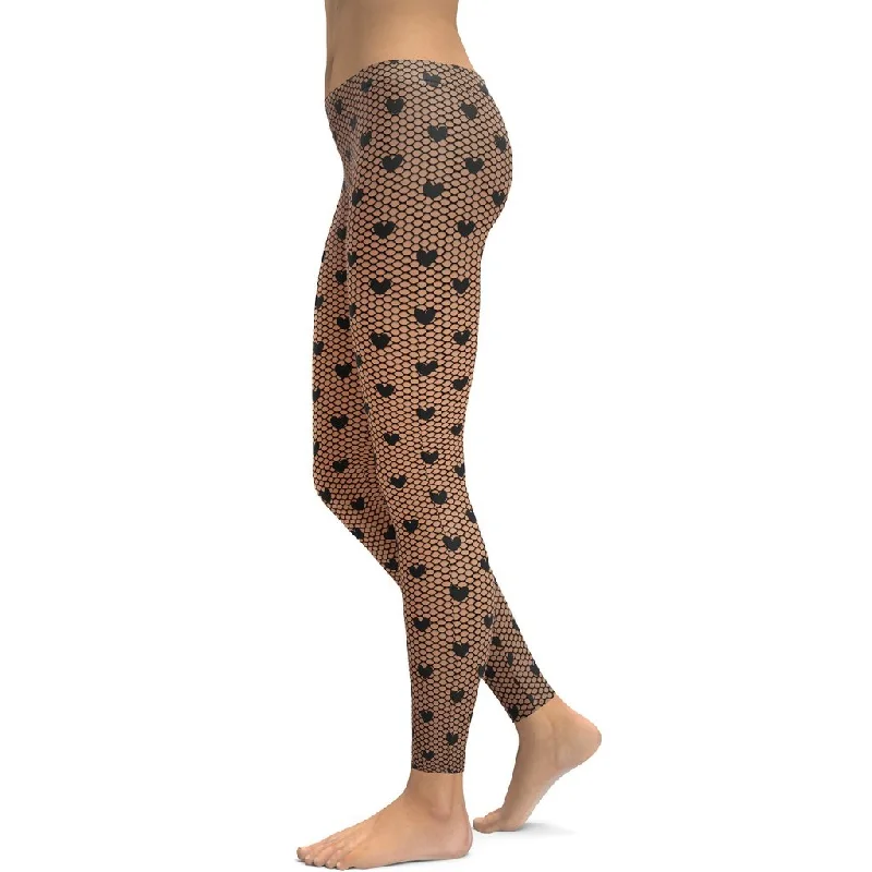 Fishnet Tights Print Leggings Cozy Women's Sherpa - lined Cozy Women's Sherpa - lined