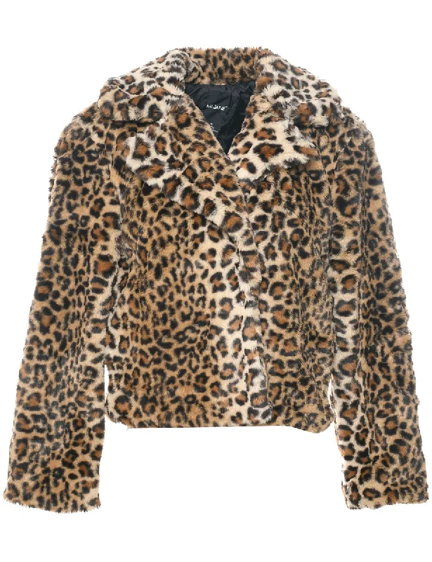 Leopard Print Faux Fur Coat - M Laid - back Women's Style Laid - back Women's Style