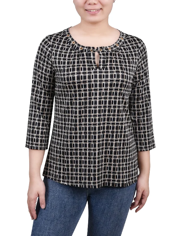 Petite 3/4 Sleeve Grommet Top Artistic Women's Avant -  Artistic Women's Avant - 