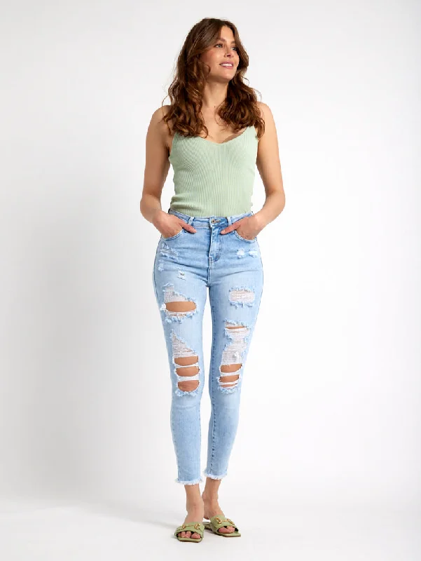 Jean skinny effet usé European European