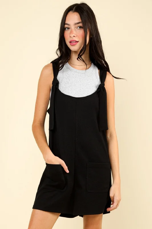 VERY J Tie Shoulder Front Pocket Romper Sporty Women's Athleisure Sporty Women's Athleisure VERY J Tie Shoulder Front Pocket Romper Sporty Women's Athleisure Sporty Women's Athleisure
