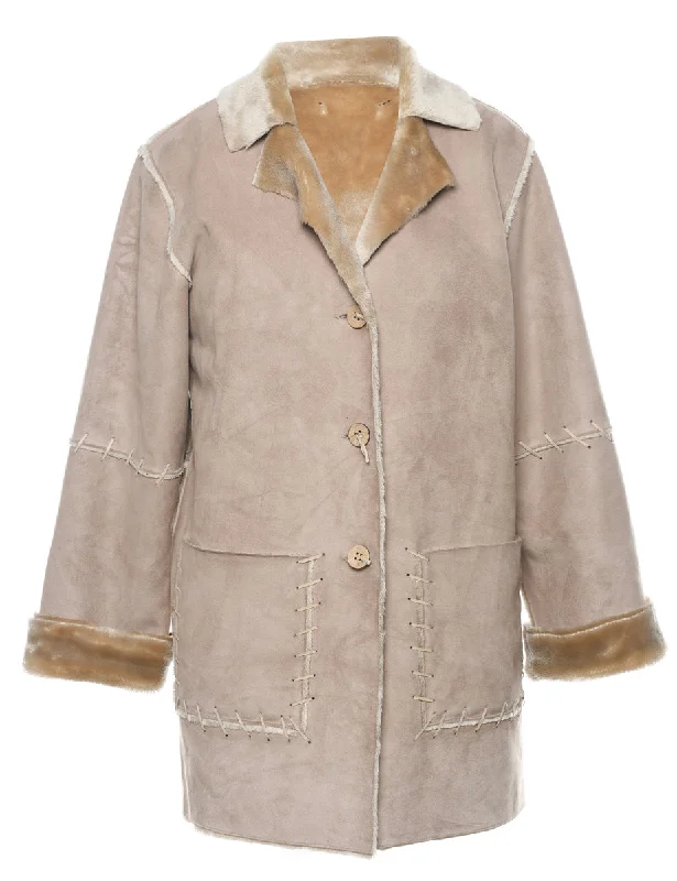 Single Breasted Shearling Lining Coat - M Streetwear Style for  Streetwear Style for 