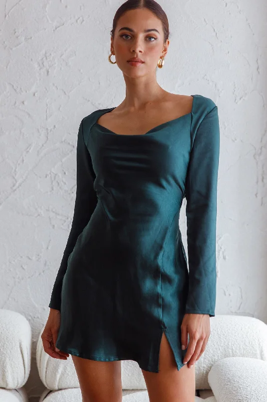 Champs Elysees Long Sleeve Open Back Mini Dress Forest Green Unique Women's Upcycled Unique Women's Upcycled Champs Elysees Long Sleeve Open Back Mini Dress Forest Green Unique Women's Upcycled Unique Women's Upcycled