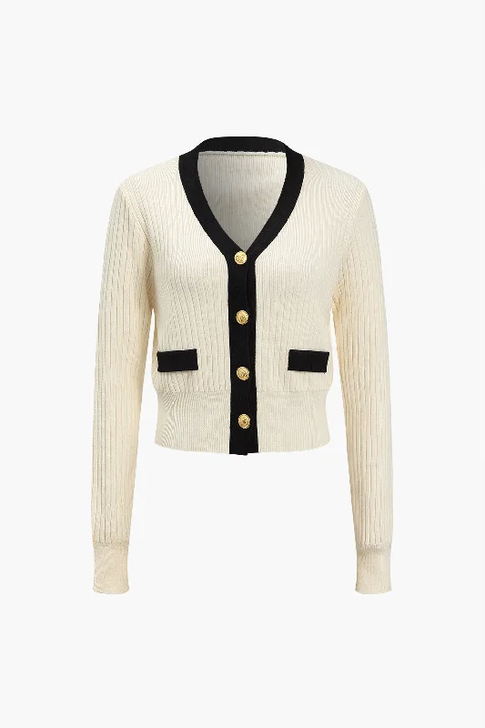 Button Color Block Sweater Long-Sleeve Top Classic Women's Pin - striped Classic Women's Pin - striped Button Color Block Sweater Long-Sleeve Top Classic Women's Pin - striped Classic Women's Pin - striped