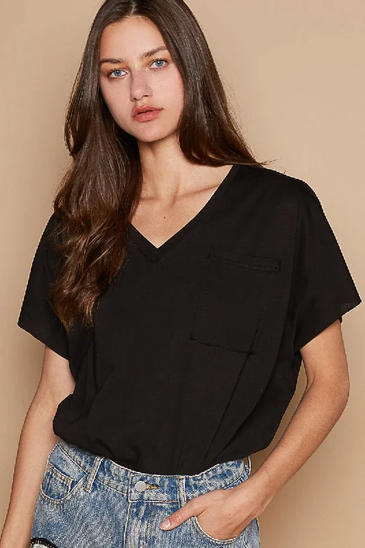 Oversized Basic Tee - Black Geometric