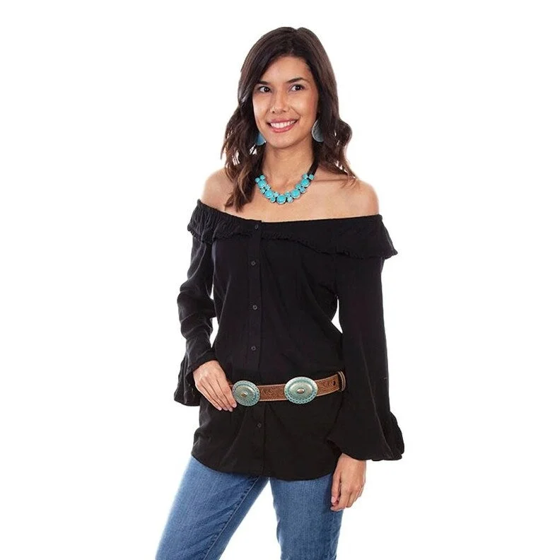 Scully Western Shirt Womens L/S Off Shoulder Drapey F0_HC579 Luxurious Women's High - end Scully Western Shirt Womens L/S Off Shoulder Drapey F0_HC579 Luxurious Women's High - end