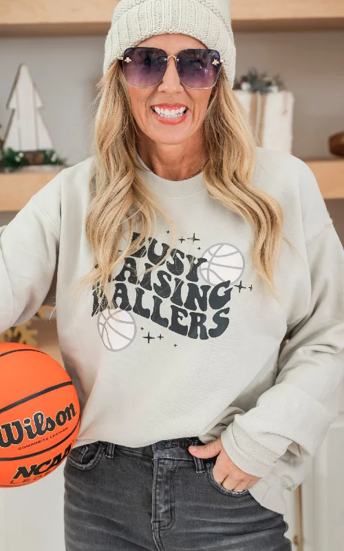 Busy Raising Ballers Crewneck Sweatshirt Cool Women's Distressed Cool Women's Distressed Busy Raising Ballers Crewneck Sweatshirt Cool Women's Distressed Cool Women's Distressed