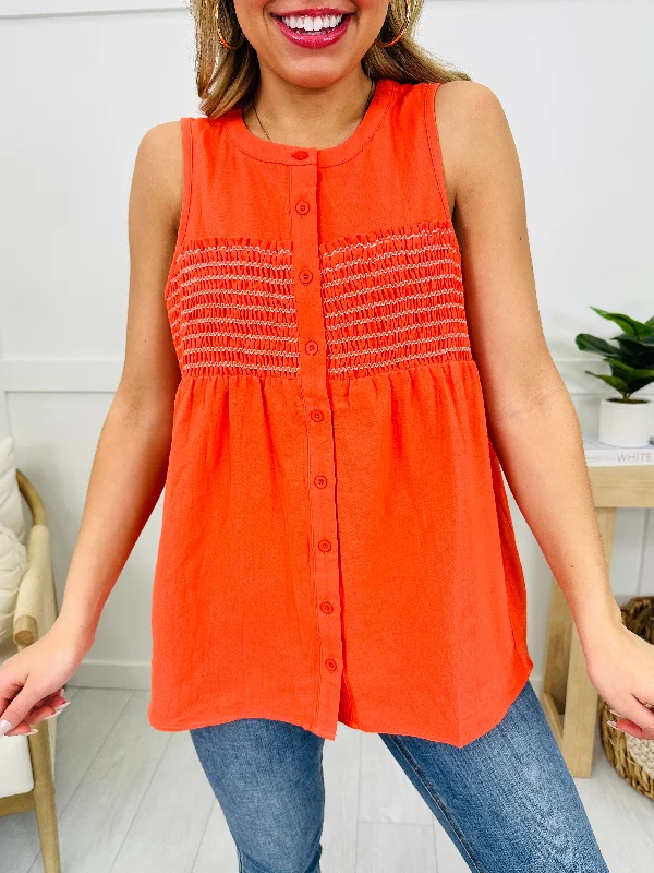 Sunny Side Up Tank Top In Coral Refined Women's Velvet