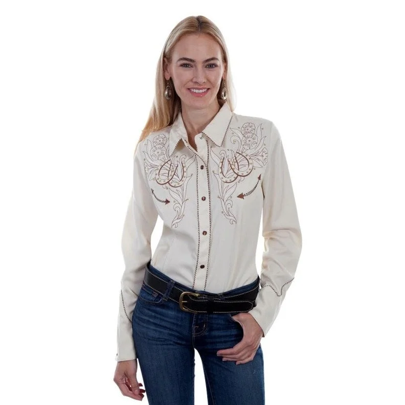 Scully Western Shirt Women L/S Embroidery Rose Smile Pockets F0_PL-873 Modern Women's Tech Scully Western Shirt Women L/S Embroidery Rose Smile Pockets F0_PL-873 Modern Women's Tech