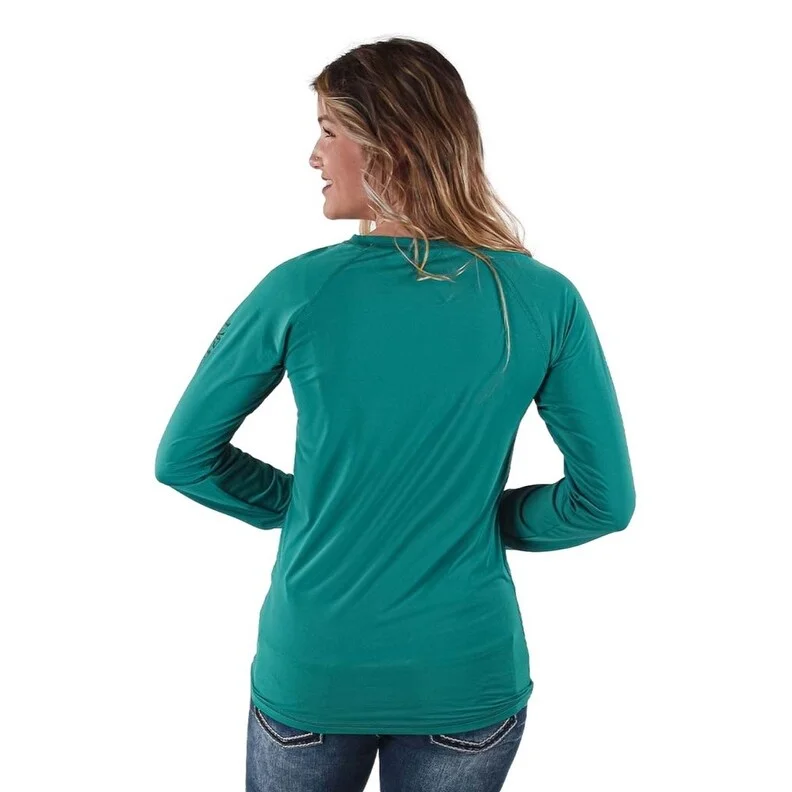 Cowgirl Tuff Western Shirt Womens L/S Baseball Tee Pine 100567 Luxurious Women's High -  end
